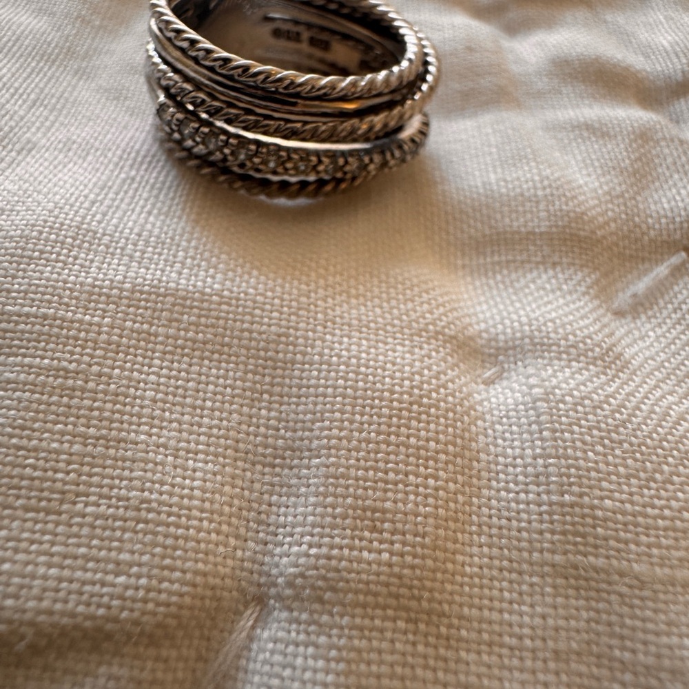 David Yurman Silver Twisted Rope Ring - Picture 8 of 8